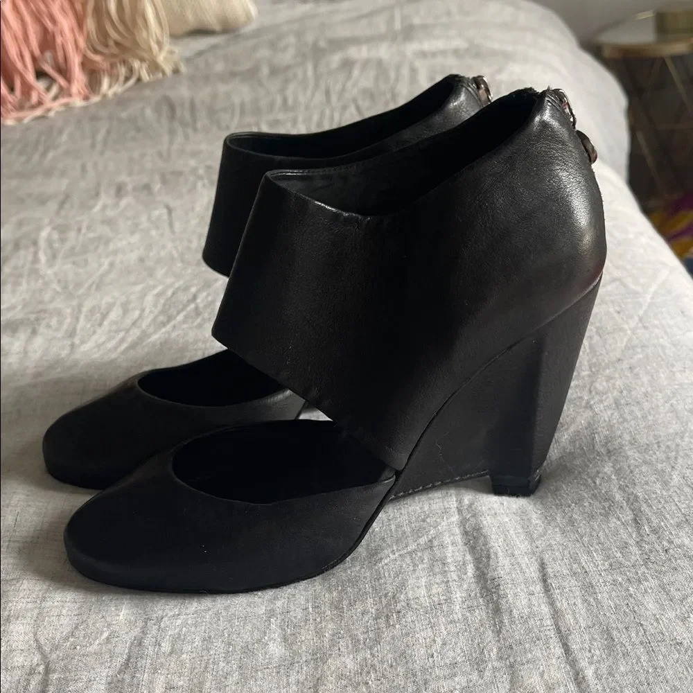 Anthropologie Black Wedge Shoes